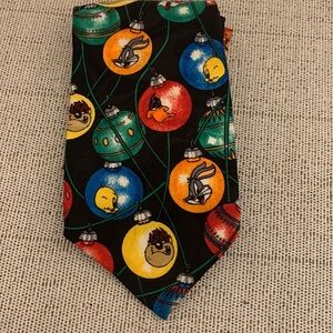 Looney Tunes tie Mania Christmas Tree Lights Necktie Mens Bugs Bunny Tweety Taz